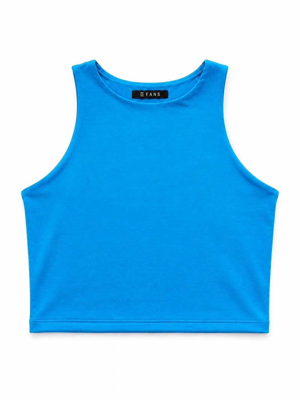EFAN WQ003 ATHLETIC CROP TANK TOP WOMENS MEDIUM TURQUOISE BLUE HIGH NECK STRETCH
